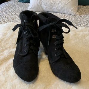 High heel black short boots